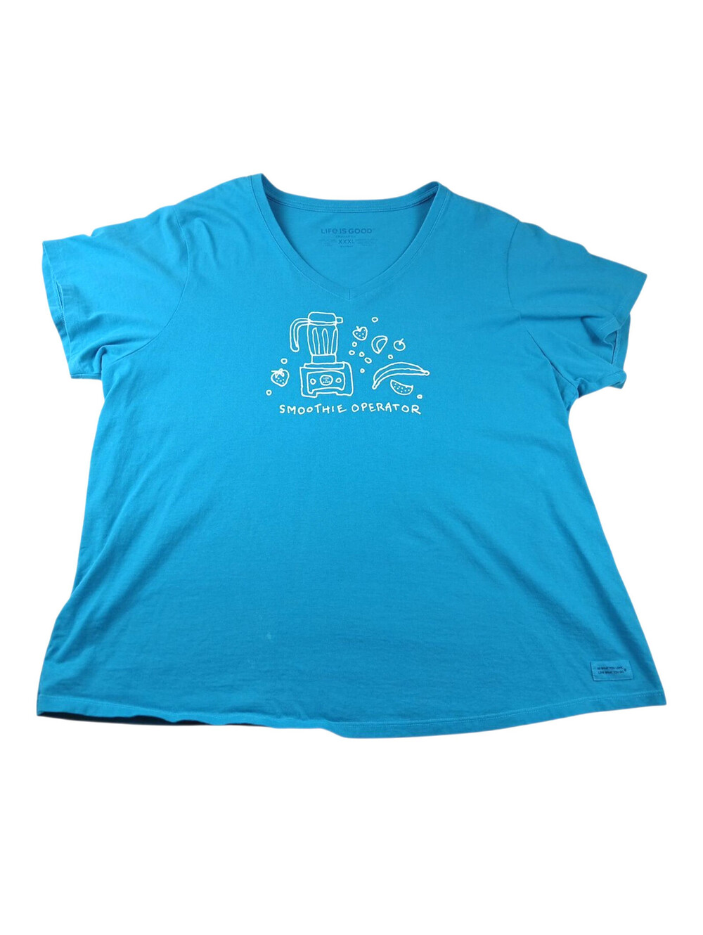Womens Life is Good Blue Smoothie Operator Shop Crusher Shirt Short sleeve 3XL